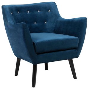 Beliani DRAMMEN - Fauteuil-Blauw-Fluweel