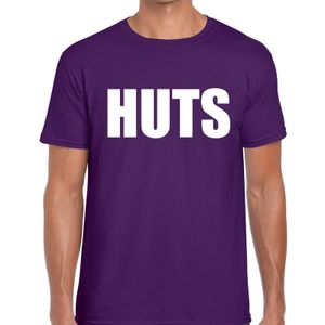 HUTS tekst t-shirt paars heren