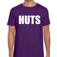 HUTS tekst t-shirt paars heren