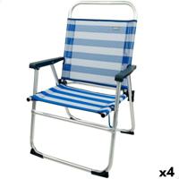 Strandstoel Aktive Blauw Wit 48 x 88 x 50 cm Aluminium Opvouwbaar (4 Stuks)