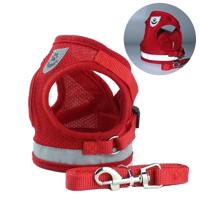 Verstelbare polyester mesh reflecterende vest lood leiband voor huisdier hond maat: S (rood)