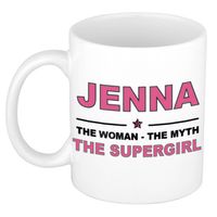 Naam cadeau mok/ beker Jenna The woman, The myth the supergirl 300 ml - Naam mokken - thumbnail