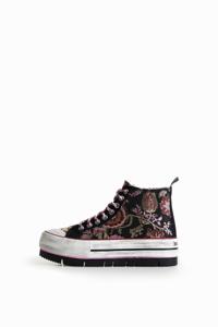 Hoge sneakers met plateauzool en oosterse patch - MATERIAL FINISHES - 41