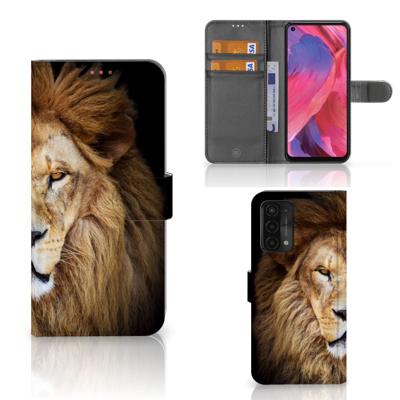 OPPO A54 5G | A74 5G | A93 5G | Telefoonhoesje | Met pasjeshouder | Leeuw
