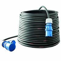 Camping verlengsnoer 25M 3x2.5mm² met blauwe stekker en blauwe contrastekker CEE