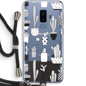 Cactusmotief: Samsung Galaxy S9 Plus Transparant Hoesje met koord