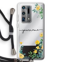 Gele bloemen: Huawei P40 Pro Plus Transparant Hoesje met koord
