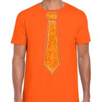 Verkleed t-shirt voor heren - stropdas glitter oranje - oranje - carnaval - foute party Verkleed t-shirt voor heren - stropdas glitter oranje - oranje - carnaval - foute party