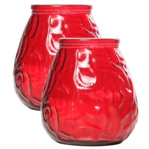 Cosy & Trendy lowboy tafelkaars - Set van 2x stuks - rood - 40 Branduren - 10 cm