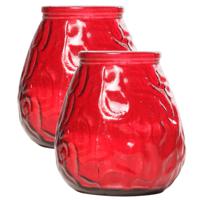 Cosy & Trendy lowboy tafelkaars - Set van 2x stuks - rood - 40 Branduren - 10 cm