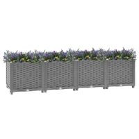 The Living Store Verhoogde Tuinbak - Rattan-Look - 160 x 40 x 38 cm - Lichtgrijs