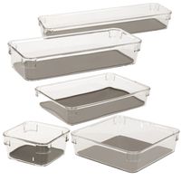 Set 5x bestekbakken/keuken organizers 1-vaks Tidy Smart transparant kunststof verschillende formaten