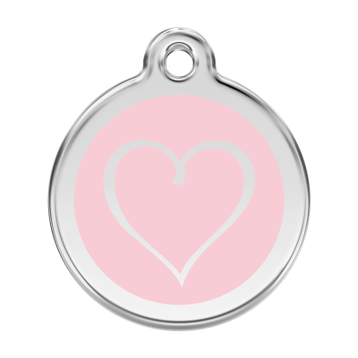 Tribal Heart Pink roestvrijstalen hondenpenning large/groot dia. 3,8 cm - Reddingo