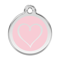 Tribal Heart Pink roestvrijstalen hondenpenning large/groot dia. 3,8 cm - Reddingo