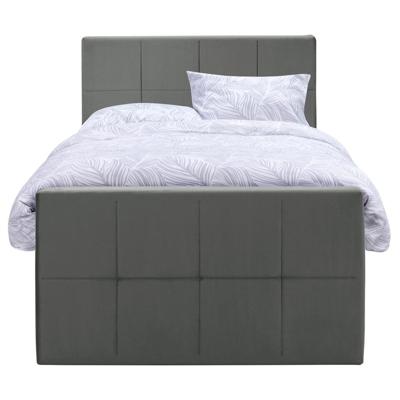 Leen Bakker - Boxspring Met Voetbord Liv Geblokt - 120x200 Cm - Slanke Poot - Stof/Velvet - Grijs