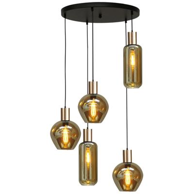 Masterlight Zwarte hanglamp met goudBounty 5-lichts met gouden fitting - 2472-05-02-50-5-35
