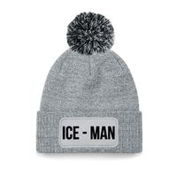 Ice-man muts met pompon - unisex - one size - grijs - apres-ski muts One size  -