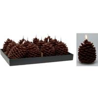 LED kaars Lifetime Bruin Dennenappel 13 cm Vlameffect