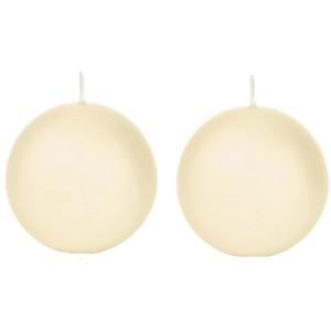 Trend Candles Bolkaars glad - 2x - cremewit - 7 cm - 16 branduren - ronde kaarsen