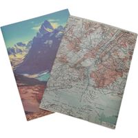 2x Notitieschriften/notitieboekjes aarde/landkaart B5 formaat 18x25 cm 80 bladzijdes   -