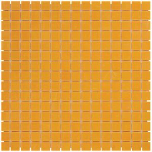 Tegelsample: The Mosaic Factory Amsterdam vierkante glasmozaïek tegels 32x32 oranje