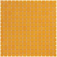 Tegelsample: The Mosaic Factory Amsterdam vierkante glasmozaïek tegels 32x32 oranje