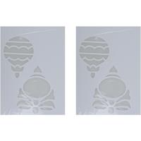 Kerst raamsjabloon kerstbal - 2x - wit - 35 cm - raamdecoratie - kerstversiering