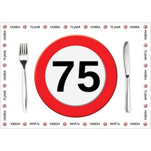 Papieren placemats 75 jaar 10 stuks