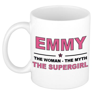 Emmy cadeau mok - Woman Myth Supergirl - naam koffiemok - 300 ml - collega - moederdag
