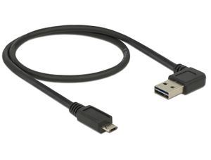 DeLOCK 0.5m, USB2.0-A/USB2.0 Micro-B USB-kabel 0,5 m USB A Micro-USB B Zwart