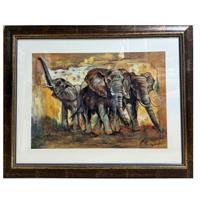 Schilderij Glas met Lijst Olifanten