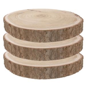 Set van 3x stuks decoratie Paulowna houten boomschijven 29-34 cm