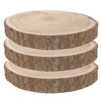 Set van 3x stuks decoratie Paulowna houten boomschijven 29-34 cm - thumbnail