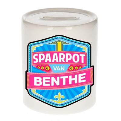 Kinder spaarpot met naam - Benthe - keramiek - met dop - wit - Sparen - Spaargeld van Benthe Kinder spaarpot met naam - Benthe - keramiek - met dop - wit - Sparen - Spaargeld van Benthe