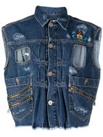 Vivienne Westwood gilet crop en jean à effet usé - Bleu