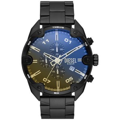 Diesel DZ4609 Horloge Spiked Chrono staal zwart 49 mm