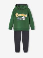 Sportset sweater met capuchon en joggingbroek jongens groen - thumbnail