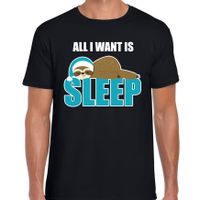 All I want is sleep / Ik wil alleen slapen fun tekst pyjama shirt zwart heren - Grappig slaapshirt - thumbnail