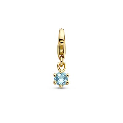 14K Geelgouden Slotbedel met Maart Geboortesteen - 15,5mm