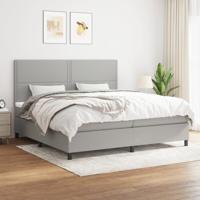 Boxspring met matras stof lichtgrijs 200x200 cm
