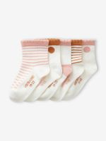 Set van 5 paar sokken met stippen/strepen voor meisjesbaby's roest