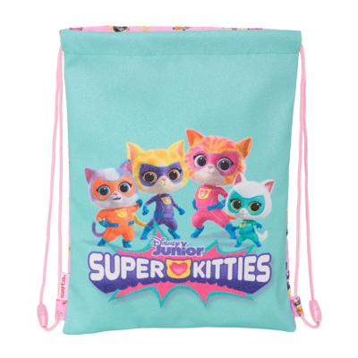 Rugtas met Koordjes SuperKitties Roze Turkoois 26 x 34 x 1 cm