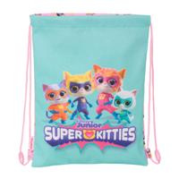 Rugtas met Koordjes SuperKitties Roze Turkoois 26 x 34 x 1 cm