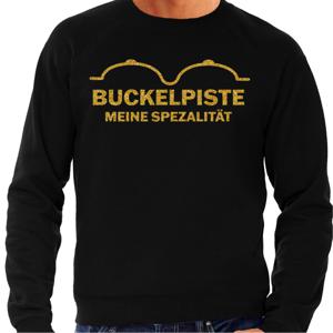 Apres ski sweater heren - buckelpiste - zwart - glitter goud - wintersport - skieen/snowboarden