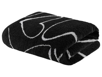 LIVARNO home Badlaken, 70 x 140 cm (zwart/hartjes)