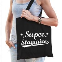 Katoenen cadeau tas / shopper super stagiaire zwart dames