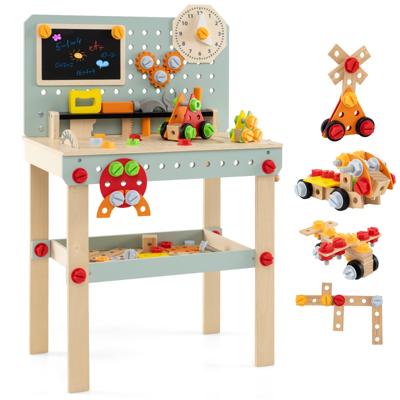 Werkbank Kinder Houten Gereedschapsbank met Bord & DIY-set Kinder Gereedschapsbank met Accessoires & Opbergruimte