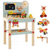 Werkbank Kinder Houten Gereedschapsbank met Bord & DIY-set Kinder Gereedschapsbank met Accessoires & Opbergruimte