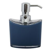 Zeeppompje/zeepdispenser Aveiro - PS kunststof - donkerblauw/zilver - 11 x 14 cm - 260 ml