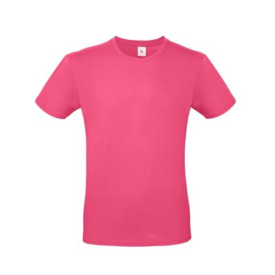 Fuchsia roze basic t-shirt met ronde hals voor heren van katoen